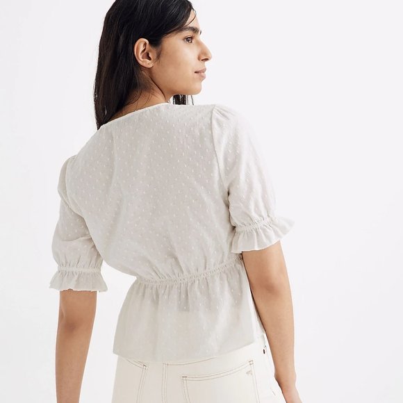 MADEWELL V-Neck Peplum Popover Top in Clipdot - Picture 2 of 4